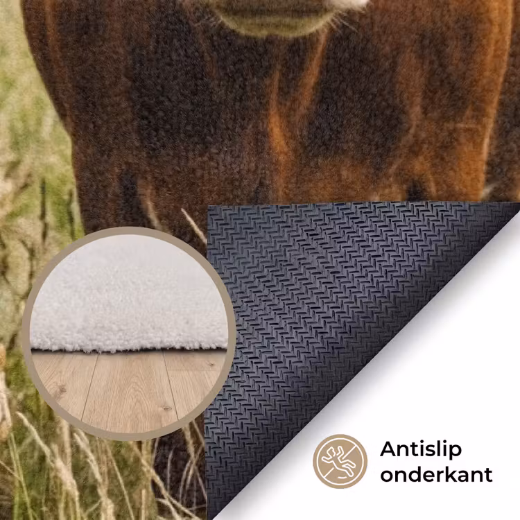 Koeien - Portret - Weide - Boerderij - Nieuwsgierig Vloerkleed Rechthoek klein -uniquesellingpoint_antislip_NL