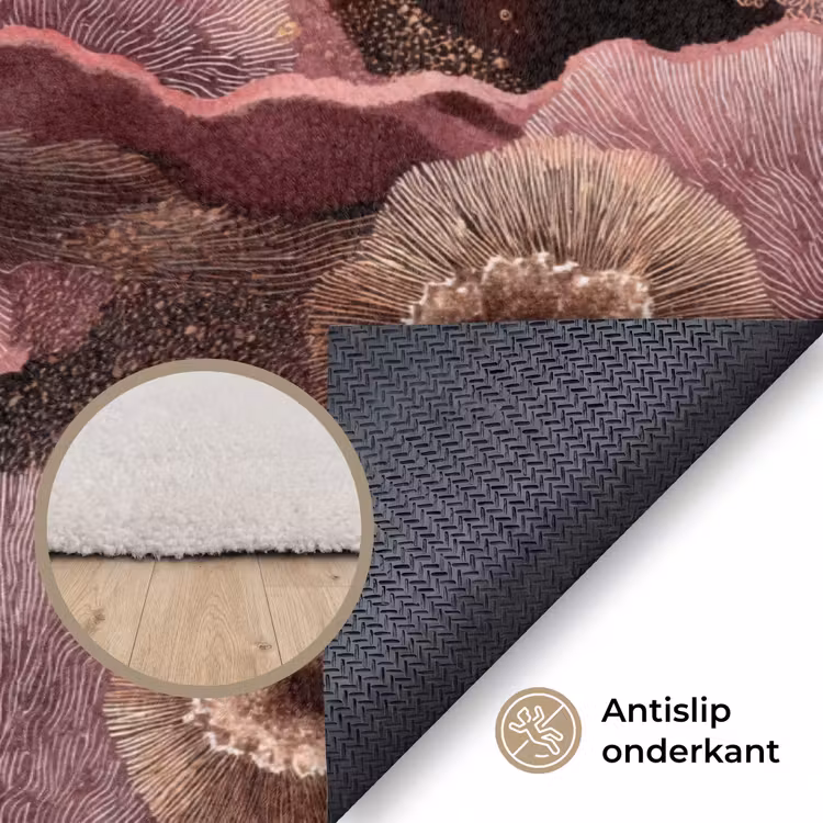 Koraal - Organisch - Roze Vloerkleed Rechthoek klein 1091 -uniquesellingpoint_antislip_NL