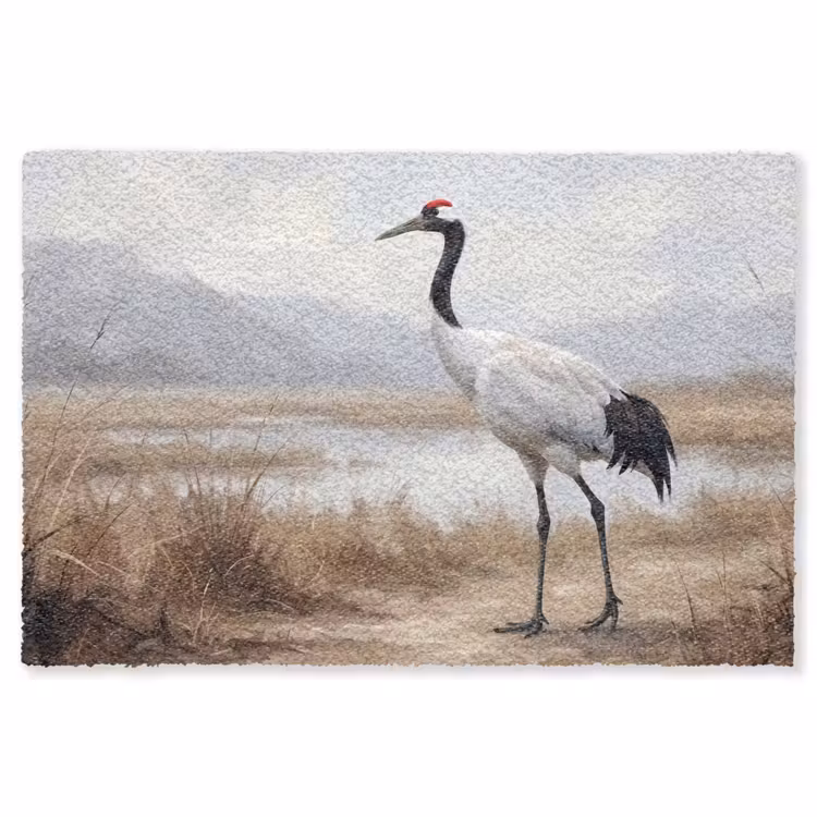 Kraanvogel - Natuur - Realistisch Vloerkleed Rechthoek klein -3d