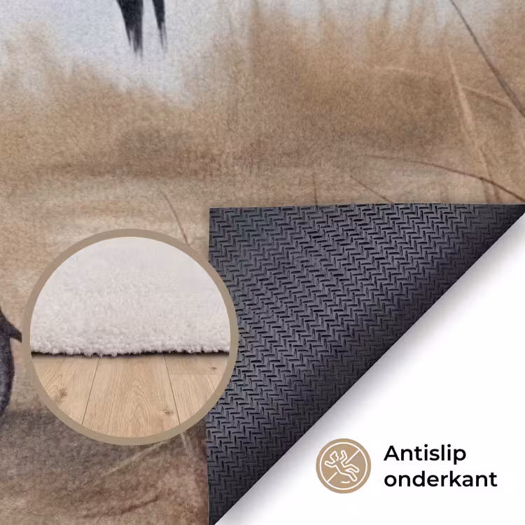 Kraanvogel - Natuur - Realistisch Vloerkleed Rechthoek klein -uniquesellingpoint_antislip_NL