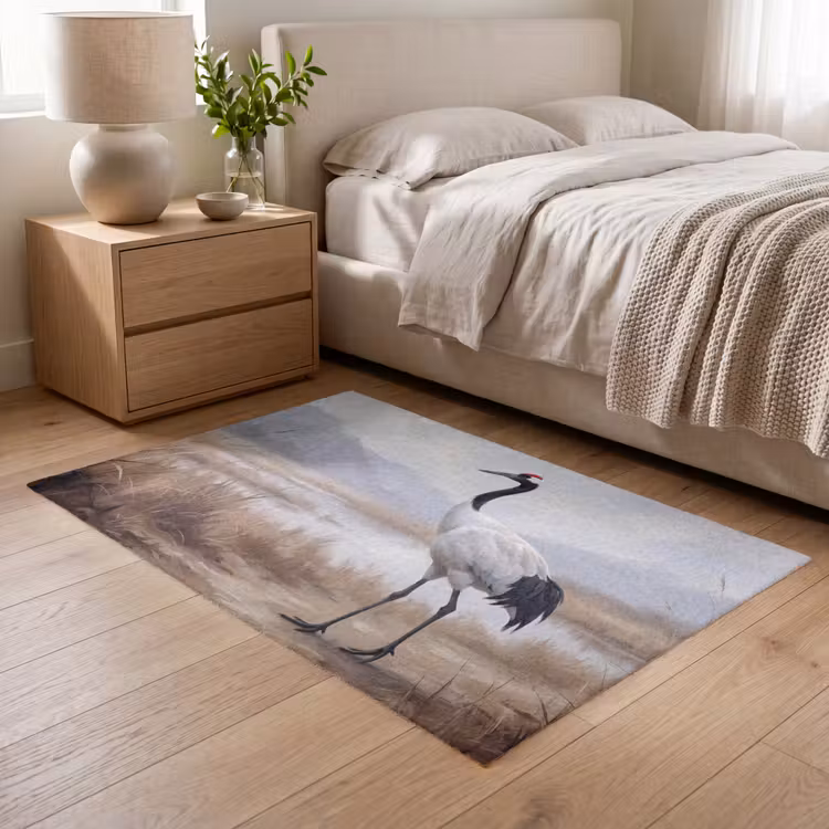 Kraanvogel - Natuur - Realistisch Vloerkleed Rechthoek klein -atmosphere_sfeer3_global
