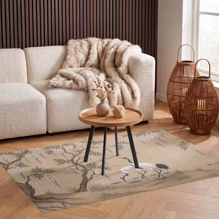 Kraanvogels - Water - Beige Vloerkleed Rechthoek klein -atmosphere_sfeer2_global