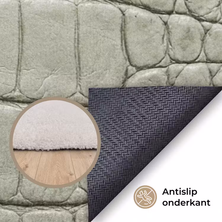 Krokodillenleer - Schubben - Groen Vloerkleed Rechthoek klein -uniquesellingpoint_antislip_NL_DE