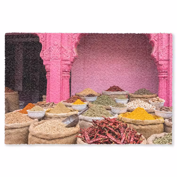 Vloerkleed - Kruiden - Markt - Roze - Kruiden - Markt - Roze Vloerkleed Rechthoek klein