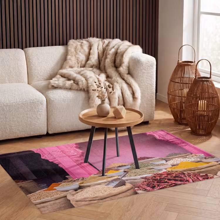 Vloerkleed - Kruiden - Markt - Roze - Kruiden - Markt - Roze Vloerkleed Rechthoek klein