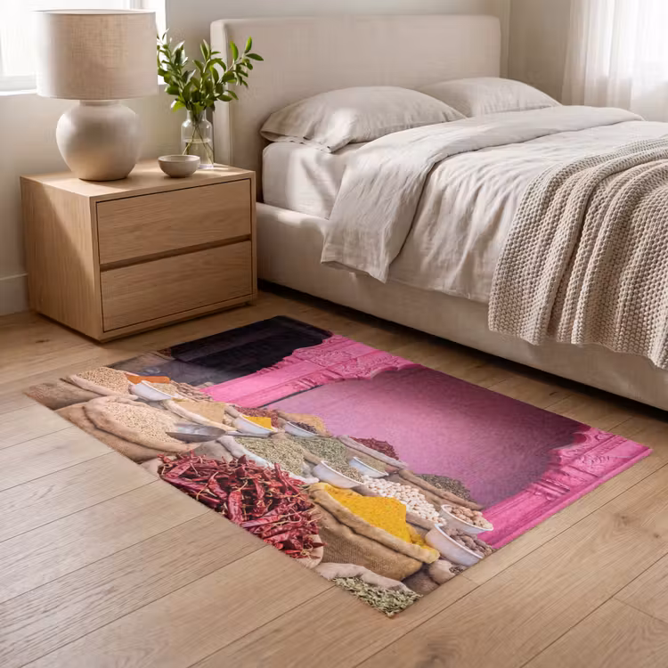Vloerkleed - Kruiden - Markt - Roze - Kruiden - Markt - Roze Vloerkleed Rechthoek klein