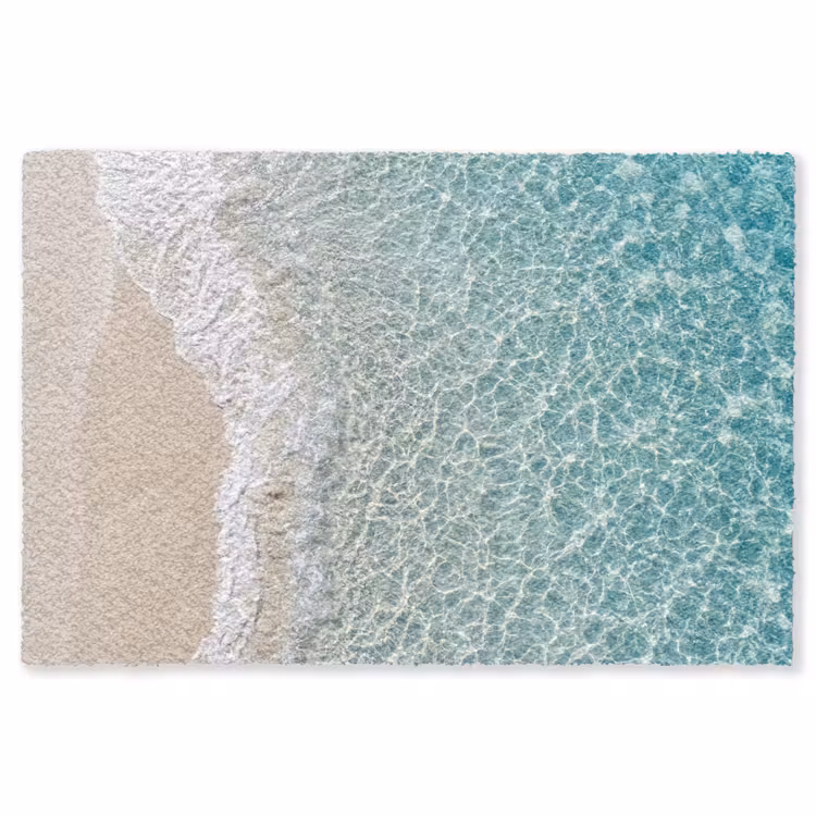 Kust - Zand - Blauw Vloerkleed Rechthoek klein -3d