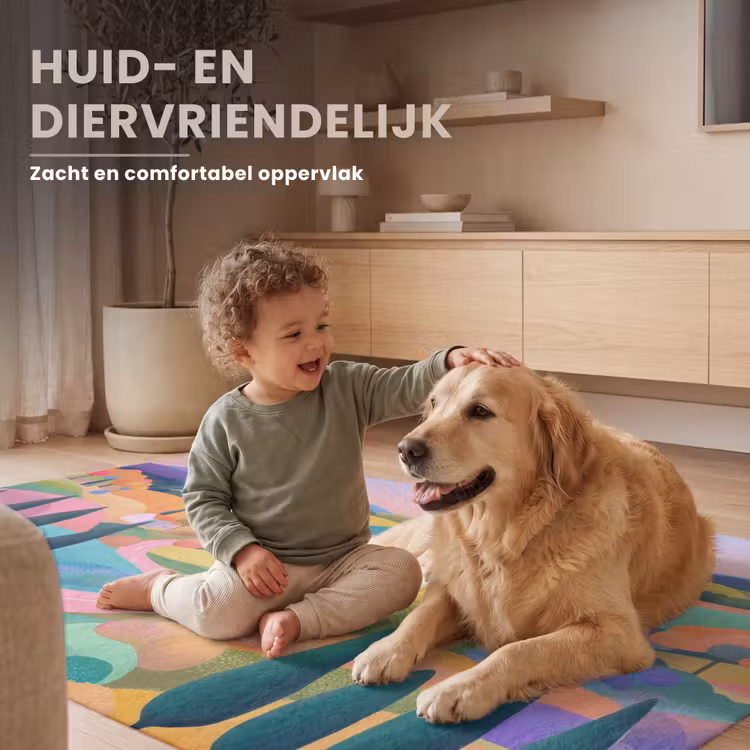 Landschap - Paars - Pastel - Huizen Vloerkleed Rechthoek klein -uniquesellingpoint_zacht_NL