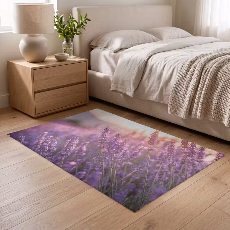 Lavendel - Paars - Zonlicht Vloerkleed Rechthoek klein -atmosphere_sfeer3_global