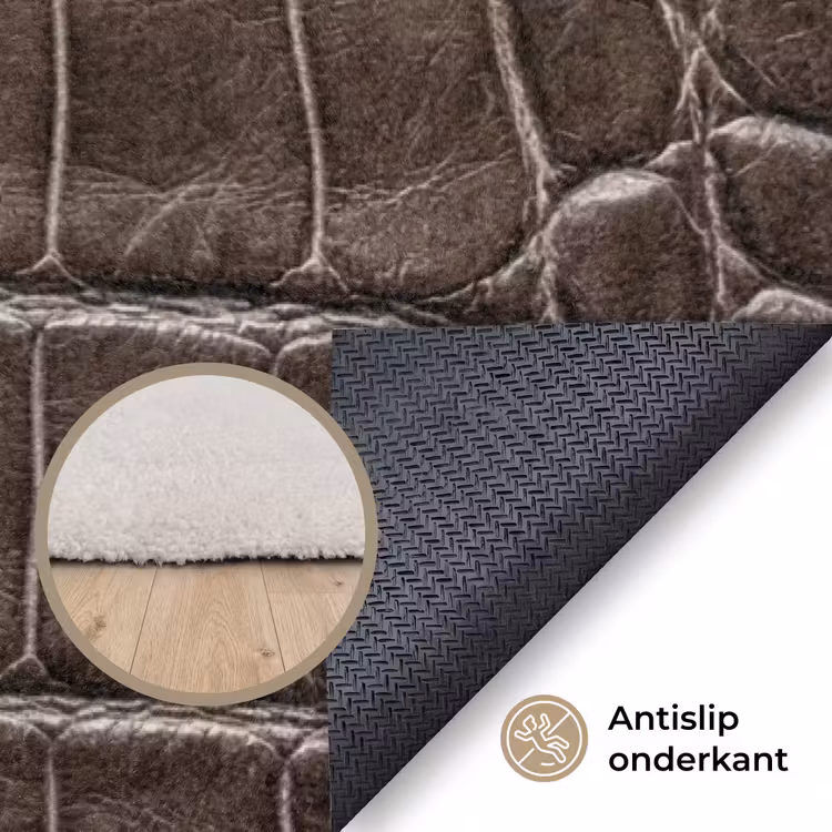 Leer - Krokodil - Mat Vloerkleed Rechthoek klein -uniquesellingpoint_antislip_NL