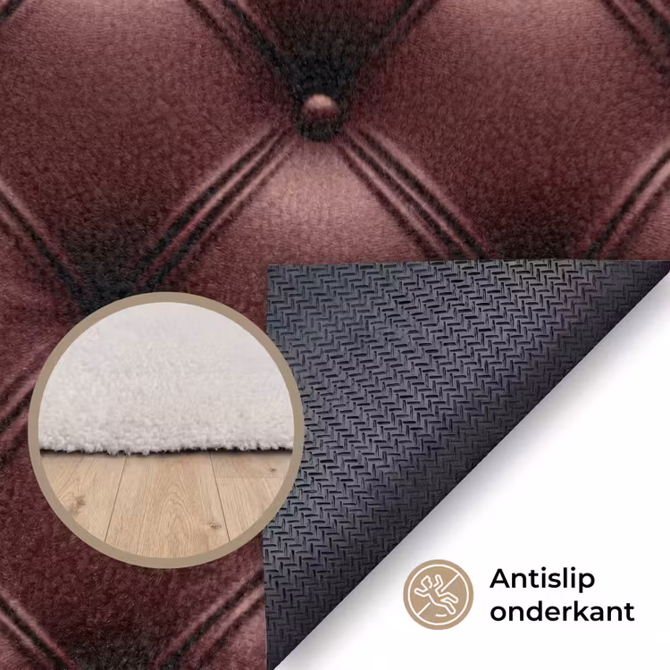 Leer - Patroon - Bordeaux Vloerkleed Rechthoek klein 1091 -uniquesellingpoint_antislip_NL