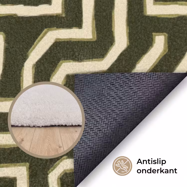 Lijnen - Abstract - Groen Vloerkleed Rechthoek klein 1091 -uniquesellingpoint_antislip_NL_DE