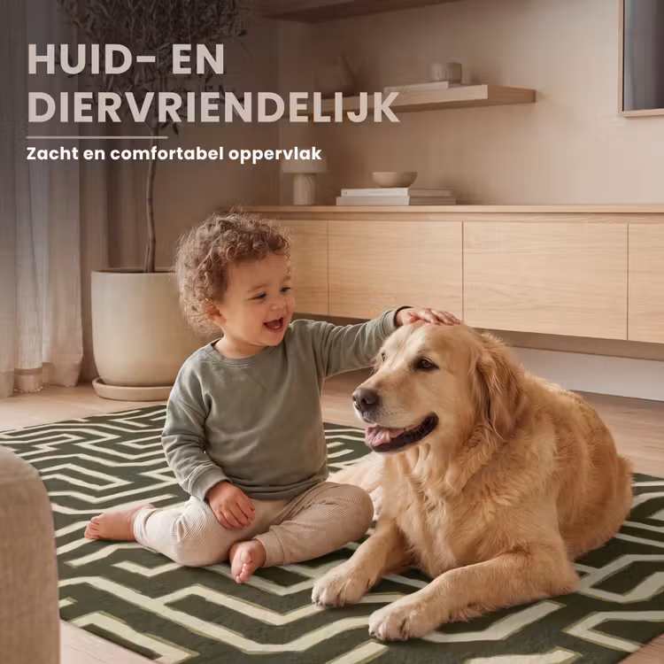 Lijnen - Abstract - Groen Vloerkleed Rechthoek klein 1091 -uniquesellingpoint_zacht_NL