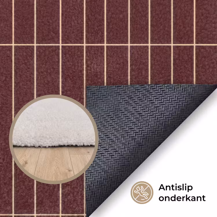 Lijnen - Patroon - Bordeaux Vloerkleed Rechthoek klein 1091 -uniquesellingpoint_antislip_NL_DE