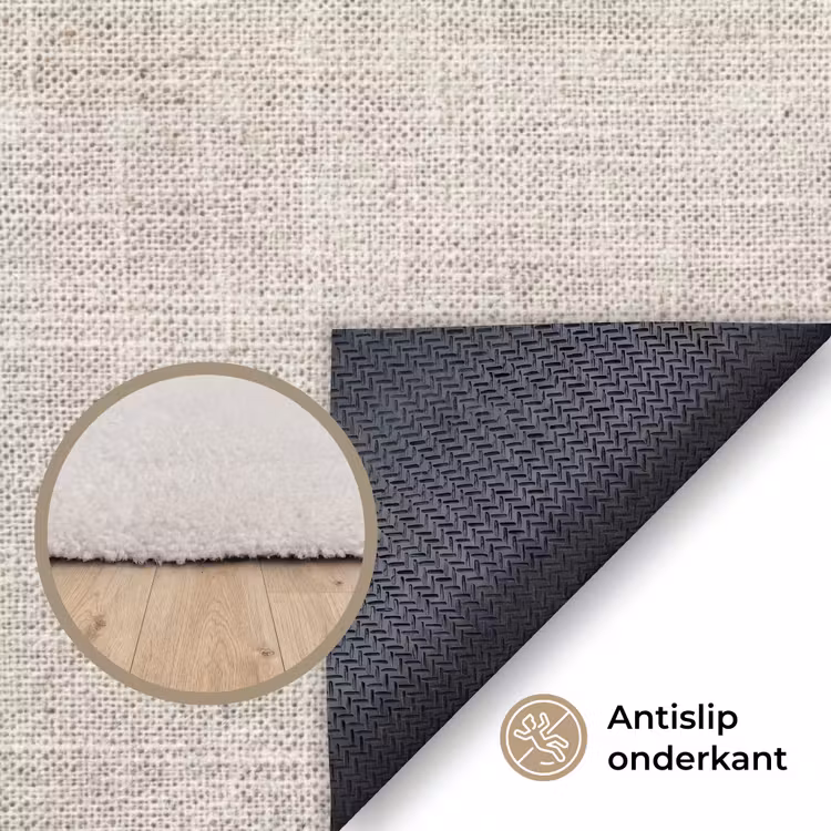 Linnen - Textuur - Beige Vloerkleed Rechthoek klein 1091 -uniquesellingpoint_antislip_NL