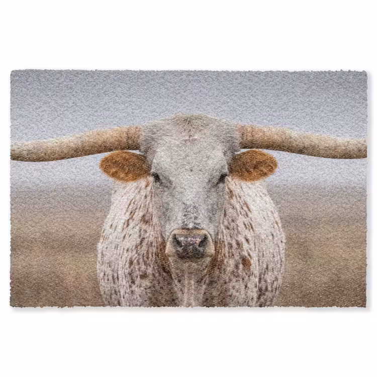 Longhorn - Grasveld - Dier Vloerkleed Rechthoek klein -3d