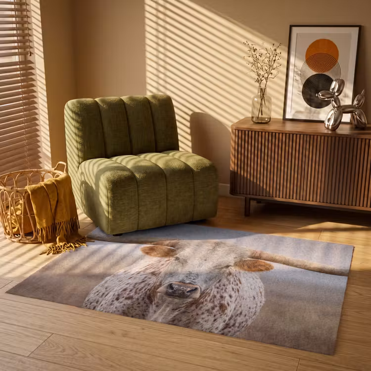 Longhorn - Grasveld - Dier Vloerkleed Rechthoek klein -atmosphere_sfeer1_global