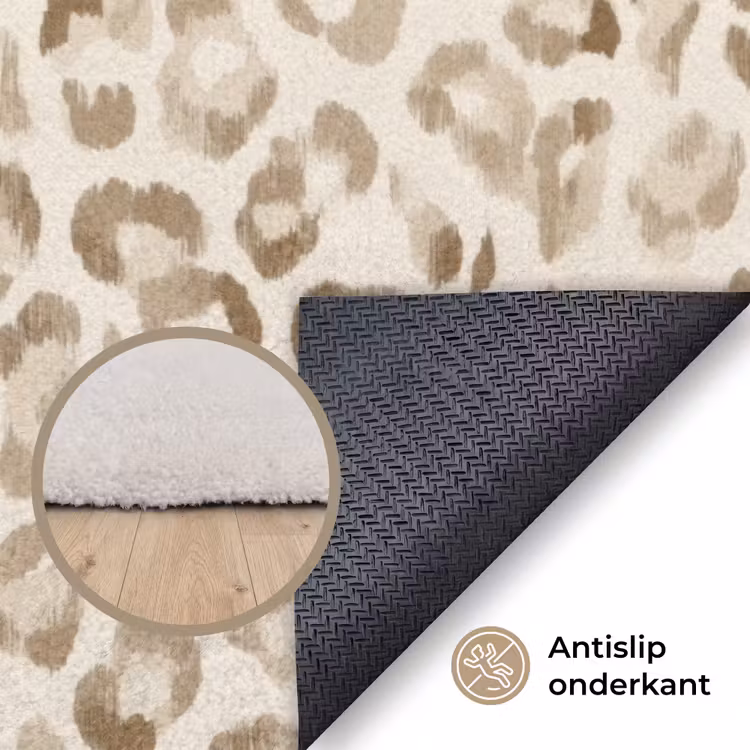 Luipaard - Klassiek - Beige Vloerkleed Rechthoek klein 1091 -uniquesellingpoint_antislip_NL_DE