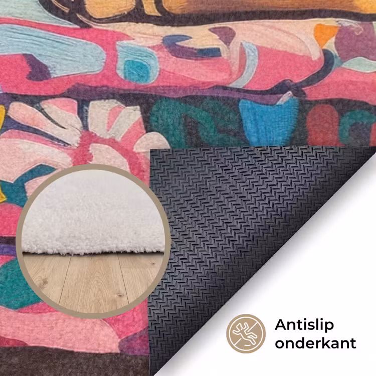 Luipaard - Kleurrijk - Tropisch Vloerkleed Rechthoek klein -uniquesellingpoint_antislip_NL