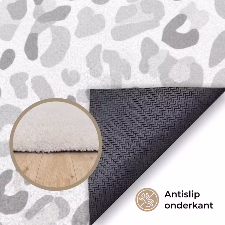 Luipaard - Motief - Grijs Vloerkleed Rechthoek klein 1091 -uniquesellingpoint_antislip_NL