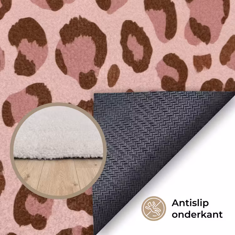 Luipaard - Patroon - Roze Vloerkleed Rechthoek klein 1091 -uniquesellingpoint_antislip_NL_DE