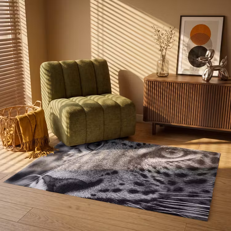 Luipaard - Zwart - Wit - Oog Vloerkleed Rechthoek klein -atmosphere_sfeer1_global