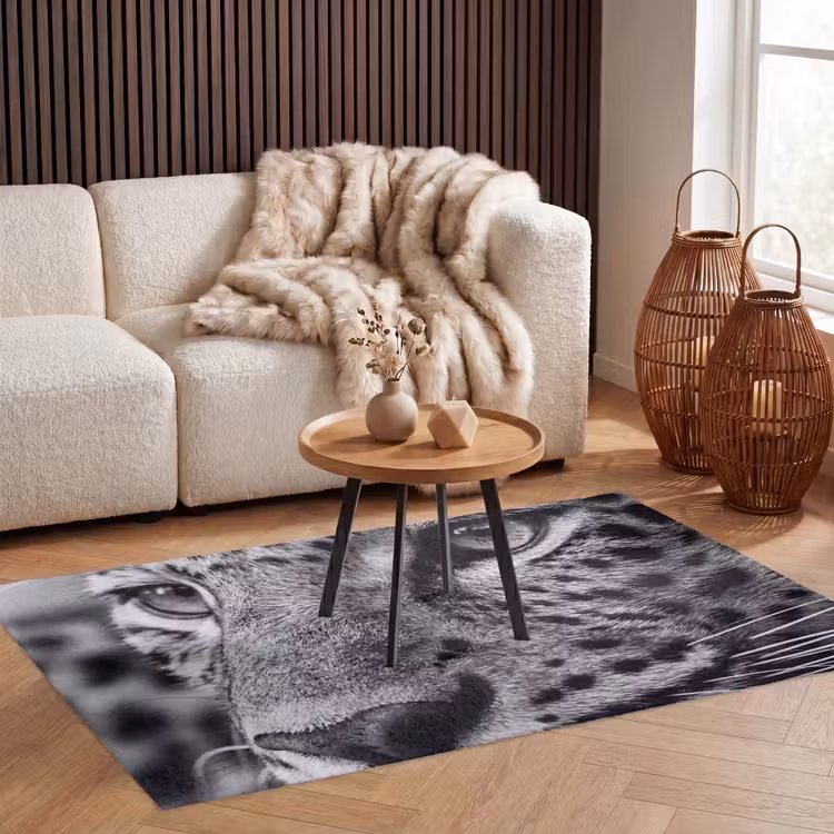 Luipaard - Zwart - Wit - Oog Vloerkleed Rechthoek klein -atmosphere_sfeer2_global