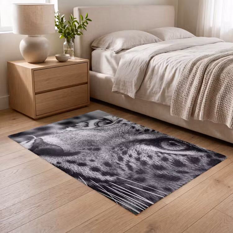 Luipaard - Zwart - Wit - Oog Vloerkleed Rechthoek klein -atmosphere_sfeer3_global