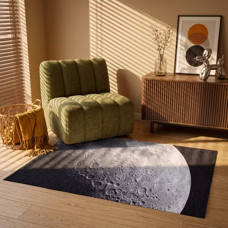 Vloerkleed - Maan - Kraters - Ruimte - Maan - Kraters - Ruimte Vloerkleed Rechthoek klein
