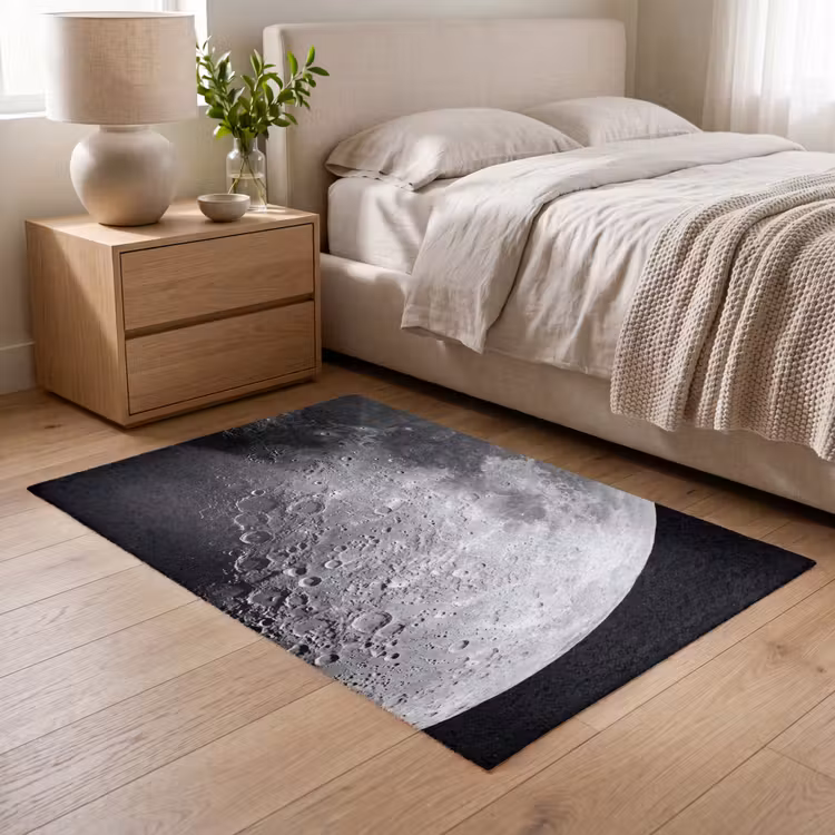 Vloerkleed - Maan - Kraters - Ruimte - Maan - Kraters - Ruimte Vloerkleed Rechthoek klein