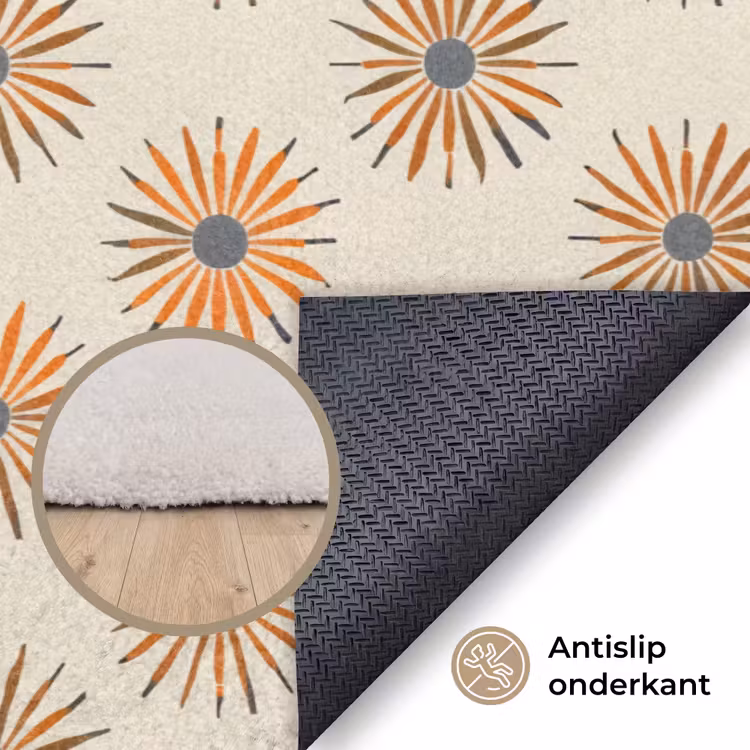 Madelief - Patroon - Oranje Vloerkleed Rechthoek klein 1091 -uniquesellingpoint_antislip_NL