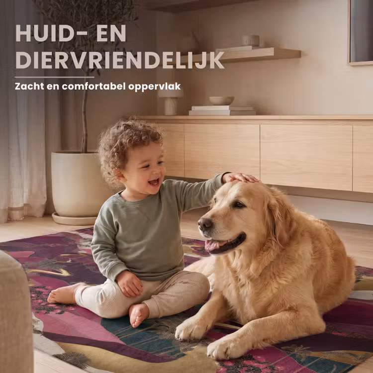 Magisch - Palmbomen - Goud Vloerkleed Rechthoek klein 1091 -uniquesellingpoint_zacht_NL