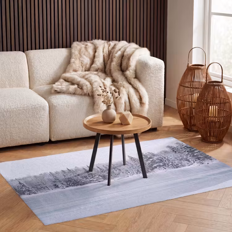 Meer - Dennen - IJs - Winter - Rustgevend Vloerkleed Rechthoek klein -atmosphere_sfeer2_global