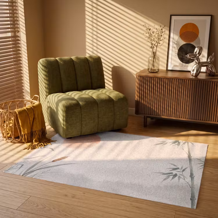 Minimalistisch - Bamboe - Groen Vloerkleed Rechthoek klein -atmosphere_sfeer1_global