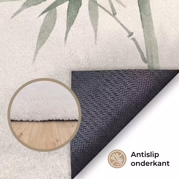 Minimalistisch - Bamboe - Groen Vloerkleed Rechthoek klein -uniquesellingpoint_antislip_NL