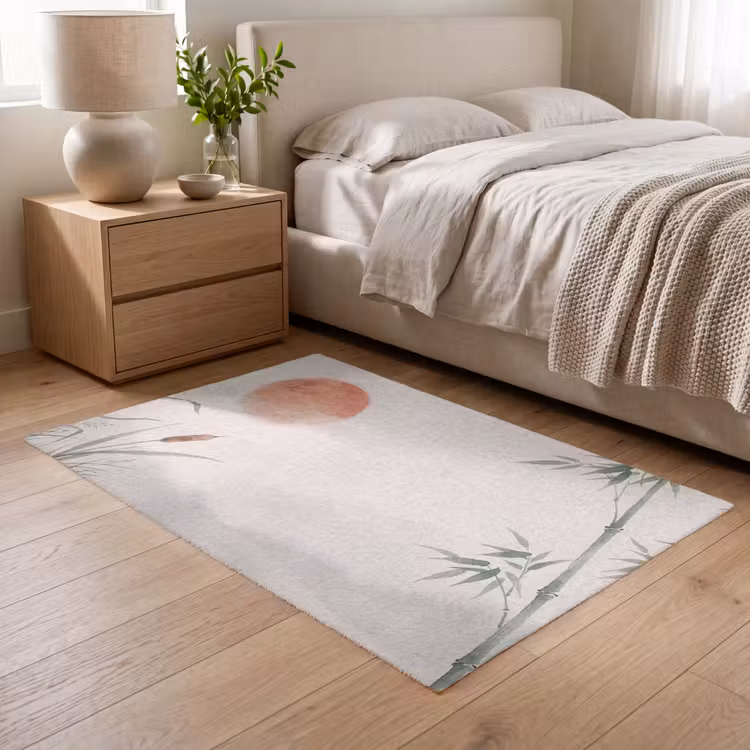 Minimalistisch - Bamboe - Groen Vloerkleed Rechthoek klein -atmosphere_sfeer3_global