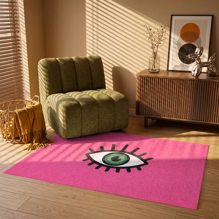 Minimalistisch - Oog - Roze Vloerkleed Rechthoek klein -atmosphere_sfeer1_global