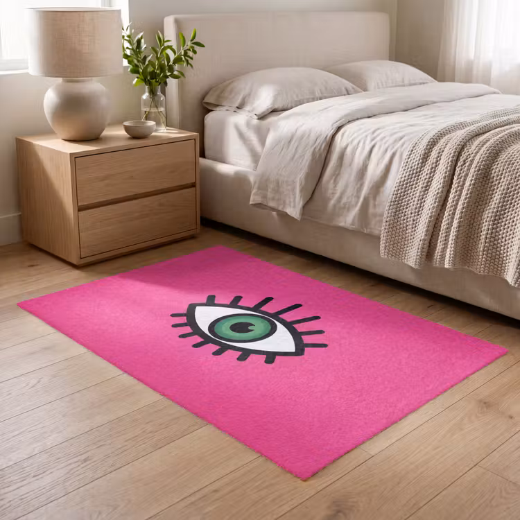 Minimalistisch - Oog - Roze Vloerkleed Rechthoek klein -atmosphere_sfeer3_global