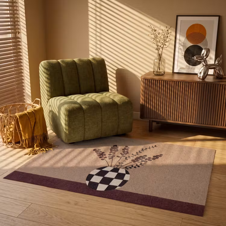 Minimalistisch - Vaas - Bloemen - Bruin Vloerkleed Rechthoek klein -atmosphere_sfeer1_global