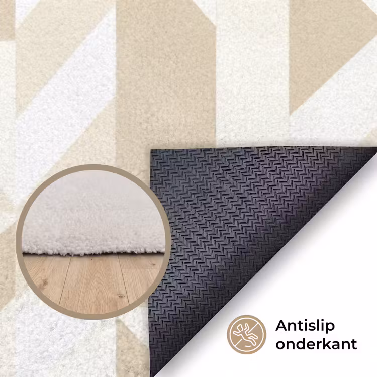 Modern - Abstract - Beige Vloerkleed Rechthoek klein 1091 -uniquesellingpoint_antislip_NL_DE