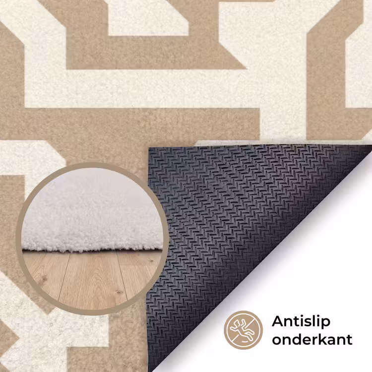 Modern - Abstract - Beige Vloerkleed Rechthoek klein 1091 -uniquesellingpoint_antislip_NL_DE