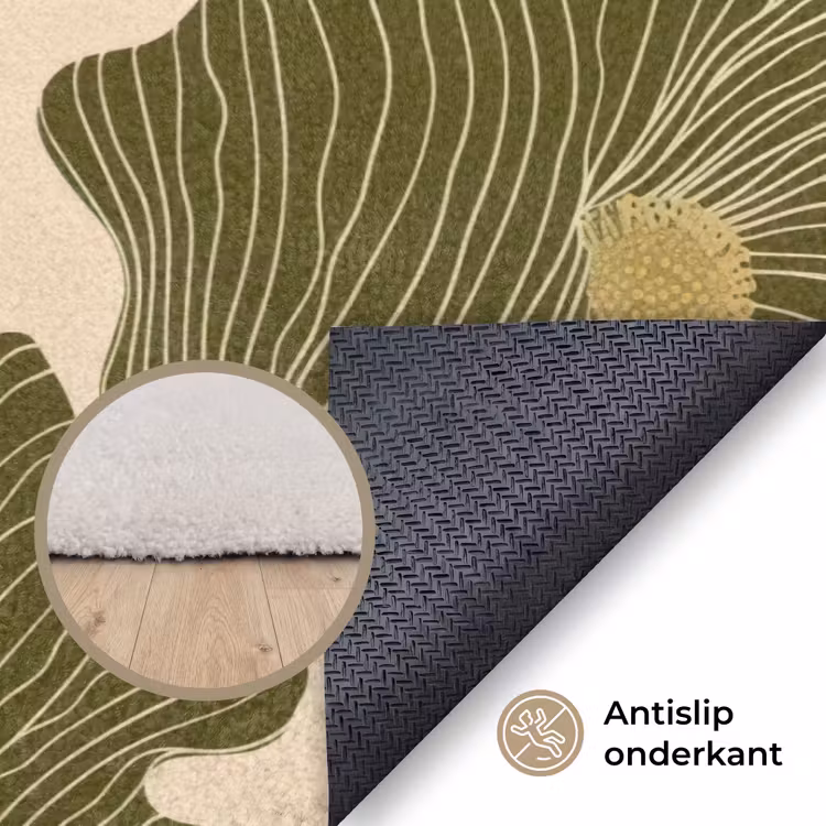 Modern - Abstract - Groen Vloerkleed Rechthoek klein 1091 -uniquesellingpoint_antislip_NL