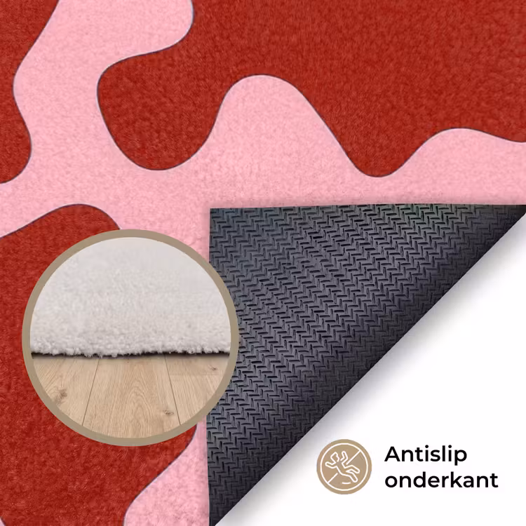 Modern - Abstract - Rood Vloerkleed Rechthoek klein 1091 -uniquesellingpoint_antislip_NL