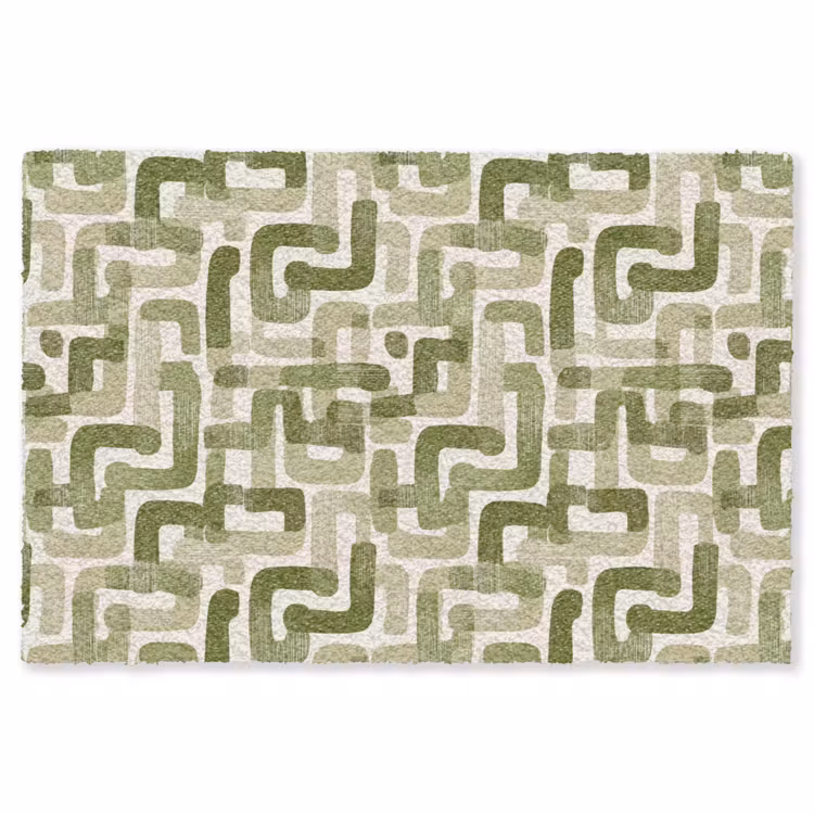 Modern - Grafisch - Groen Vloerkleed Rechthoek klein 1091 -3d