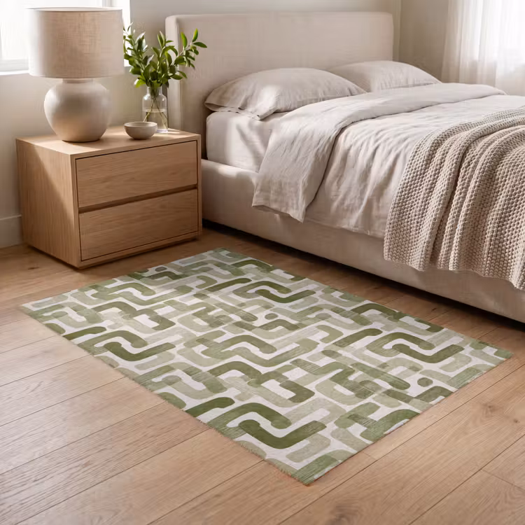 Modern - Grafisch - Groen Vloerkleed Rechthoek klein 1091 -atmosphere_sfeer3_global