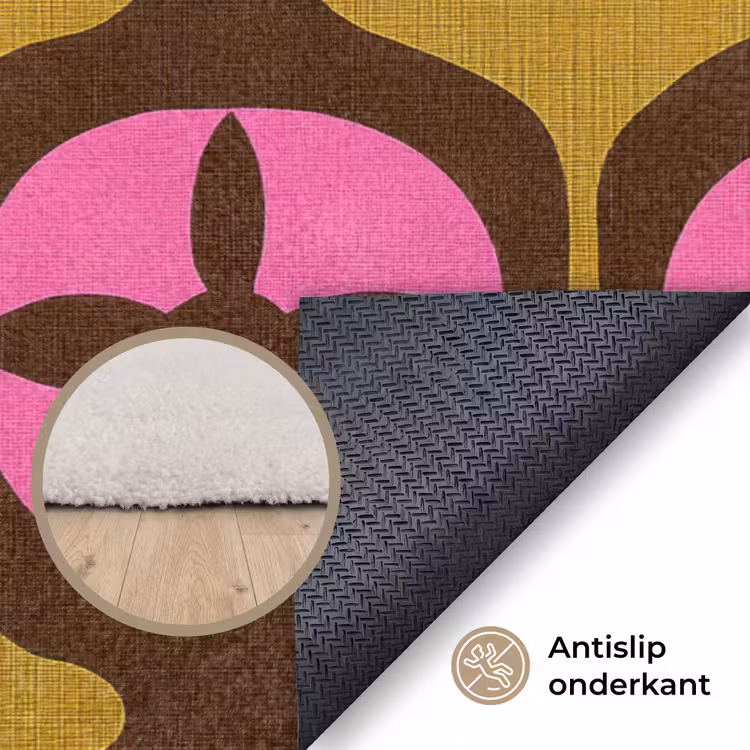 Modern - Patroon - Roze Vloerkleed Rechthoek klein 1091 -uniquesellingpoint_antislip_NL_DE