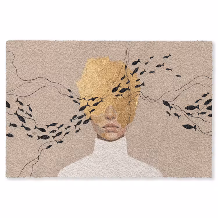 Modern - Vrouw - Goud Vloerkleed Rechthoek klein -3d