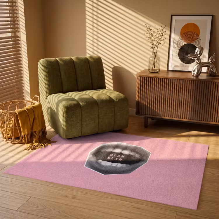 Mond - BLAH BLAH - Roze Vloerkleed Rechthoek klein -atmosphere_sfeer1_global