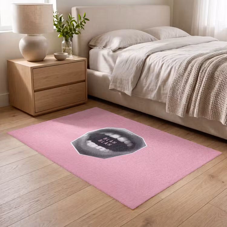 Mond - BLAH BLAH - Roze Vloerkleed Rechthoek klein -atmosphere_sfeer3_global