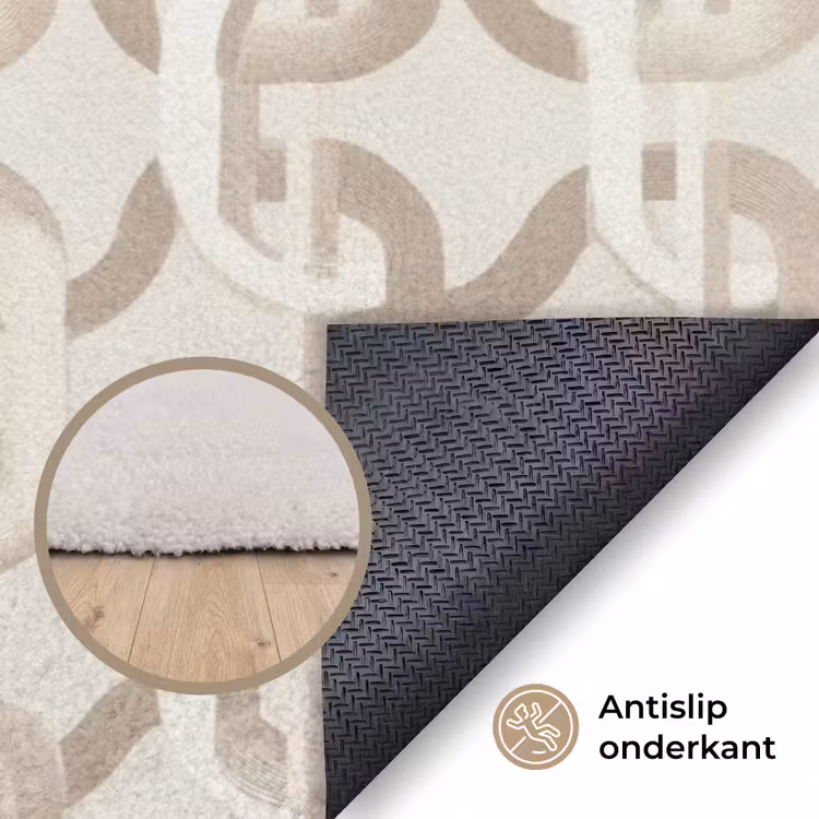 Motief - Abstract - Beige Vloerkleed Rechthoek klein 1091 -uniquesellingpoint_antislip_NL